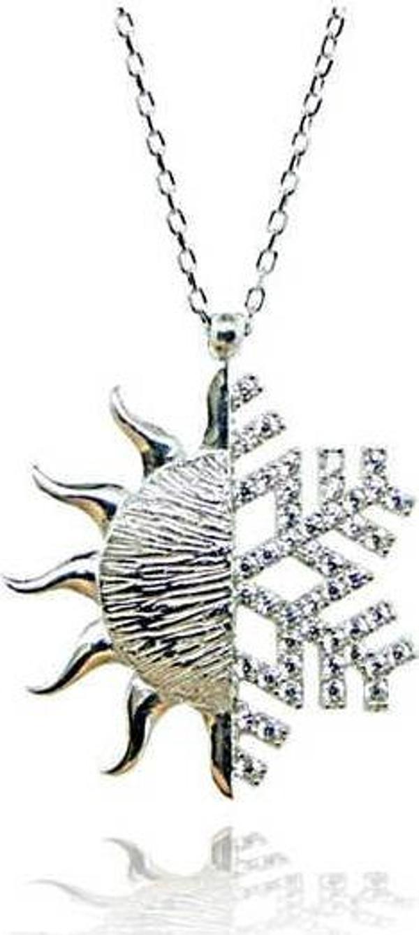 925 Ayar Gümüş Güneş Kartanesi Kadın Gümüş Kolye - Image 1