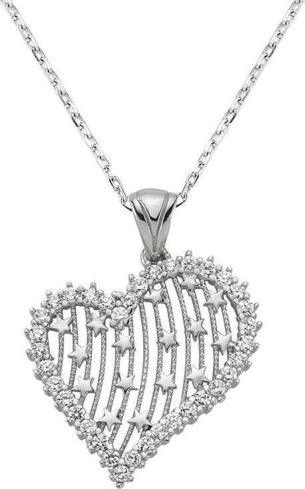 925 Ayar Gümüş Kalpli Kadın Gümüş Kolye - Image 1