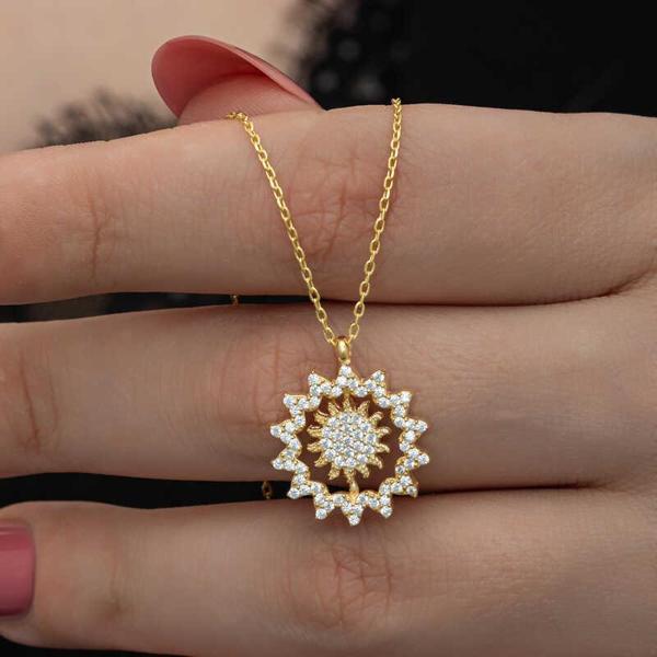 Gümüş Gold Güneş Kadın Kolye - Image 1