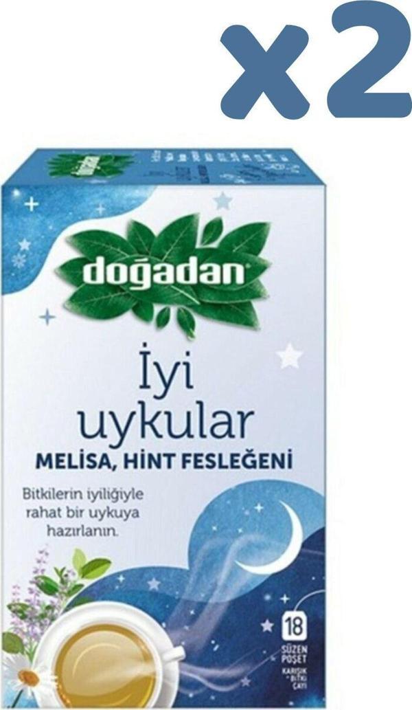Doğadan 2 Kutu Melisa Hint Fesleğeni Iyi Uykular Karışık Bitki Çayı 18 Süzen Poşet - Image 1