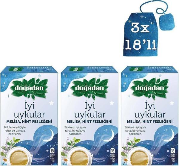 Doğadan Iyi Uykular Çayı Melisa Hint Fesleğeni Bardak Poşet 18'Li X3 Adet - Image 1
