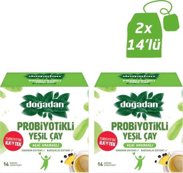 Doğadan Probiyotikli Yeşil Çay Açai Ananas 14Lü X2 - Image 1