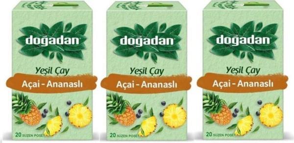 Doğadan Yeşil Çay Açai Ananaslı 20’Li Bardak Poşet X3 - Image 1