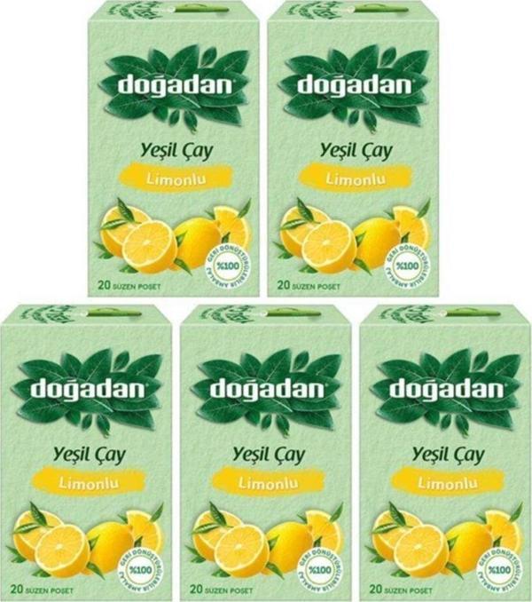Doğadan Yeşil Çay Limonlu 20'Li X 5 Adet - Image 1