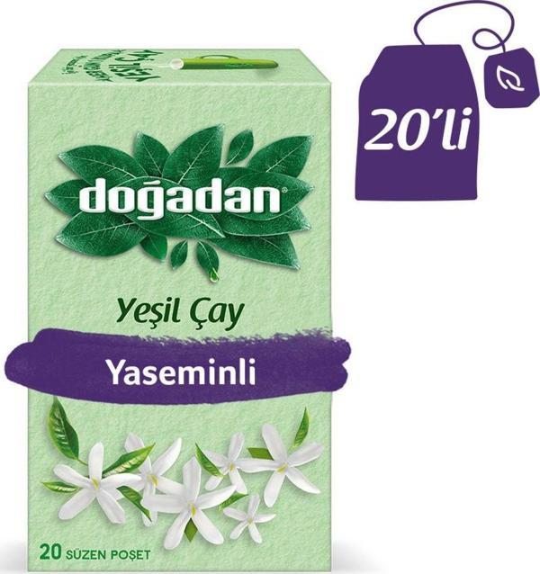 Doğadan Yeşil Çay Yaseminli 20'Li Süzen Poşet Çay - Image 1