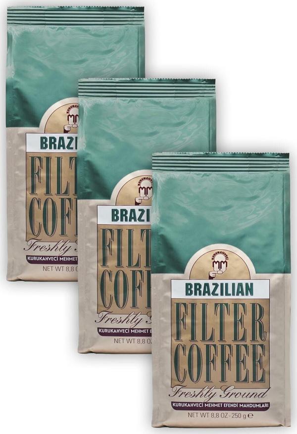 Kurukahveci Mehmet Efendi Brazilian Filtre Kahve 250Gr  X 3 Adet Kurukahveci - Image 1