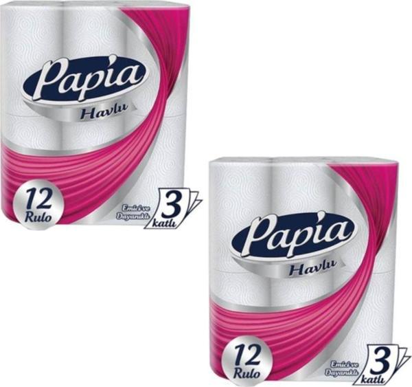 Papia Kagıt Havlu 12 Li X 2 Paket = 24 Rulo - Image 1