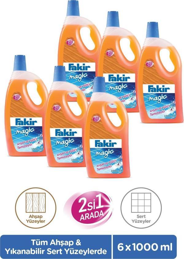 Fakir Magic 2'si 1 Arada Ahşap ve Sert Yüzey Temizleyici 1000ml x 6 Adet - Image 1