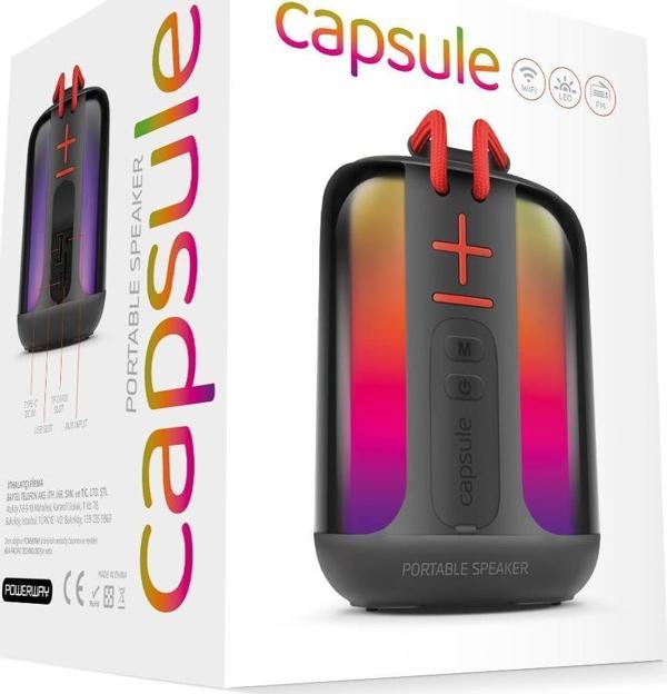 Powerway Capsule Taşınabilir Bluetooth Hoparlör Ses Bombası Yüksek Ses Gücü Sese Duyarlı Led Işık - Image 1