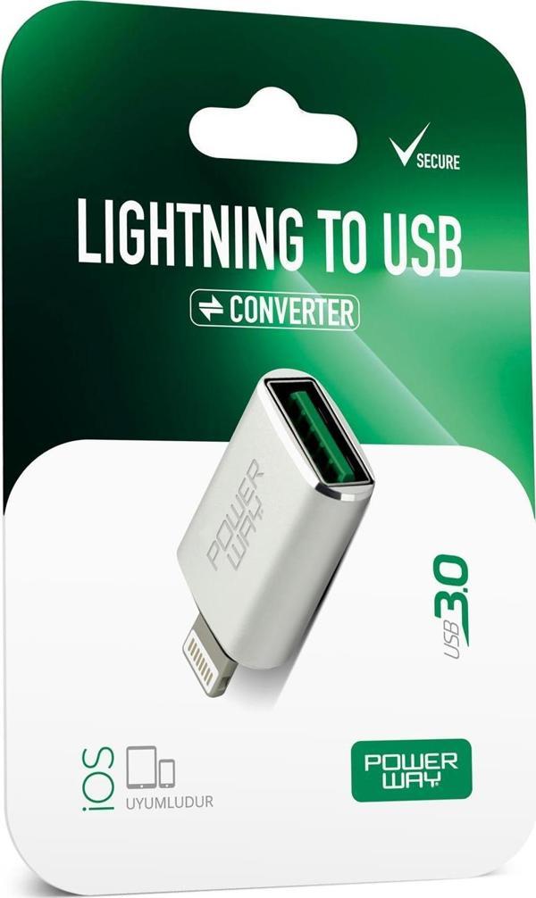 Powerway Lightning to Usb 3.0 (YÜKSEK HIZLI) Veri Aktarımı Apple Uyumlu Otg Çevirici Dönüştürücü - Image 1