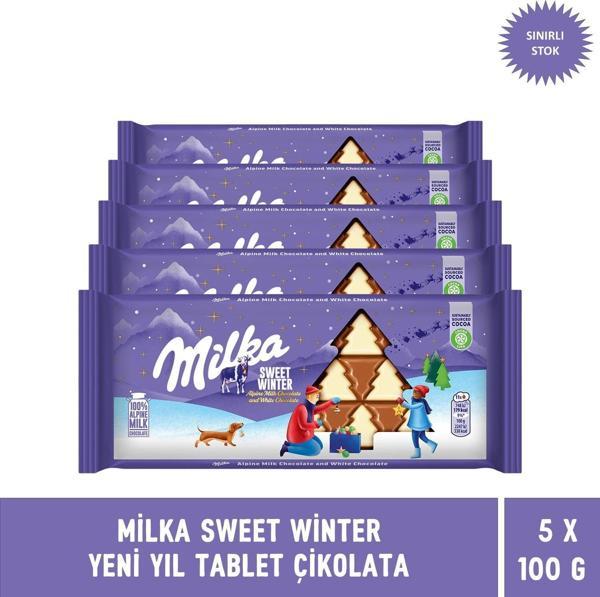 Milka Sweet Winter Yılbaşı Tablet Çikolata 100 gr - 5 Adet - Image 1
