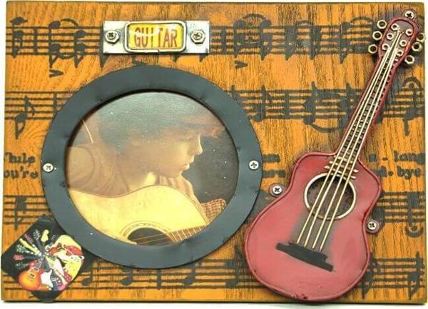 Dekoratif Metal Çerçeve Gitar Dekorlu Vintage Ev Ofis Hediyelik - Image 1