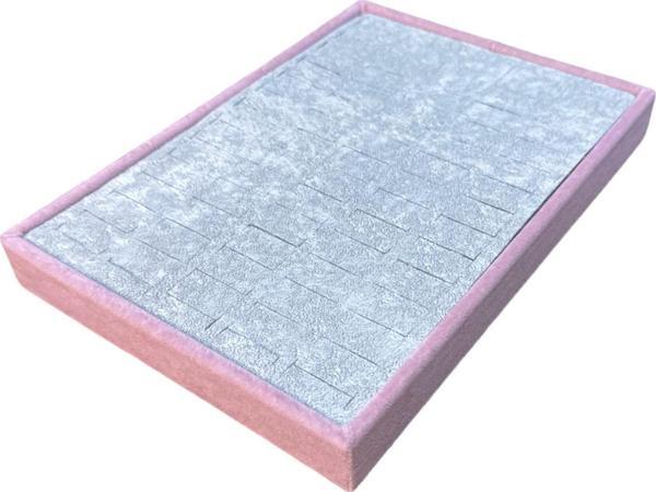 DOREKA 70 li Batırmalı Yüzük Tablası Pembe Gri Kadife - Image 1