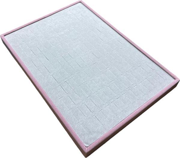 DOREKA 140 lı Batırmalı Yüzük Tablası Pembe Gri Kadife - Image 1