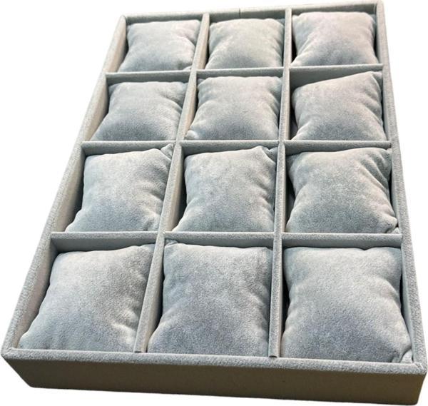 DOREKA Saat Bileklik Tablası 12 Yastıklı  Gri - Image 1