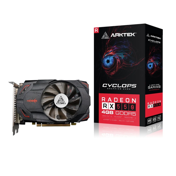 ARKTEK CYCLOPS, AKR550D5S4GH1, RX550, 4Gb, GDDR5, 128BIT, 1xDVI, 1xHDMI, 1xDP GAMING Ekran Kartı - Image 1