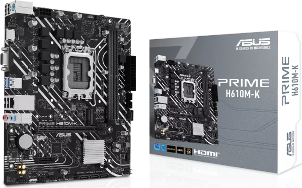 ASUS PRIME H610M-K, 2xDDR5, M.2, D-SUB, HDMI, 12-13.Nesil, LGA1700 Soket, Anakart - Image 1