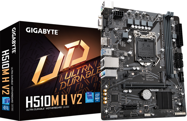 GIGABYTE H510M H V2 rev.1.0, 2xDDR4, M.2, D-SUB, HDMI, 10-11.Nesil, LGA1200 Soket, Anakart - Image 1