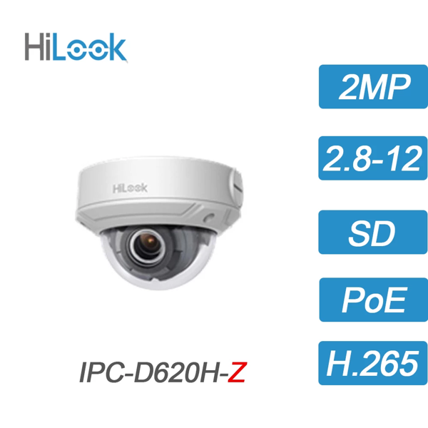 HILOOK IPC-D620H-Z, 2Mpix, 2,8-12mm Motorize Lens, H265+,30Mt Gece Görüşü, PoE, IP67, IK10, Dome, IP Kamera - Image 1