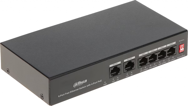 DAHUA PFS3006-4ET-36, 6 Port, Megabit, 4 Port PoE, 36W, Yönetilemez, Masaüstü Switch - Image 1
