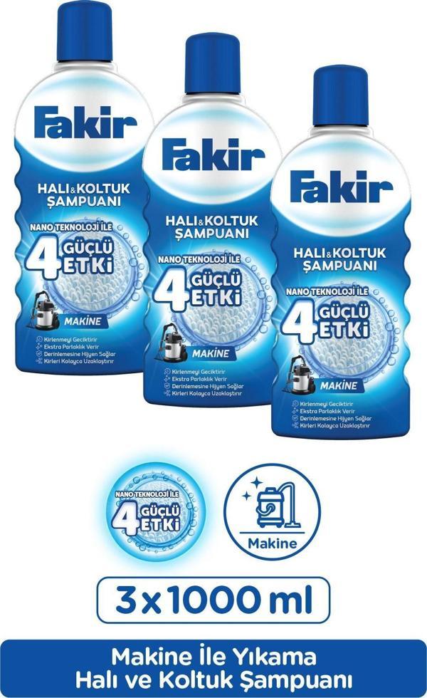 Fakir Nano Teknoloji ile Makine Halı ve Koltuk Şampuanı 1000 ml x 3 Adet - Image 1