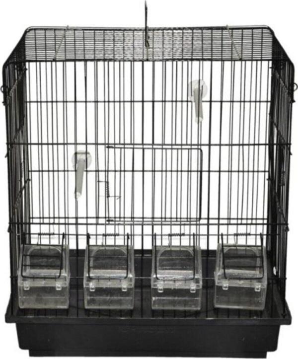 Canser 4 Yemlikli Siyah Kanarya Kafesi+Tül+Suluk+Mamalık+Gaga Taşı - Image 1