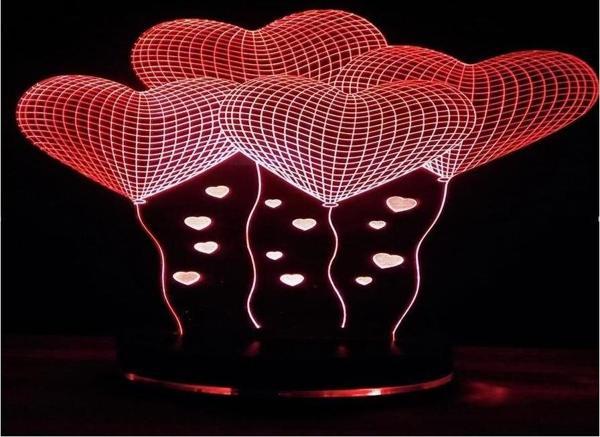 16 RENK KUMANDALI 4 LÜ KALP MODEL 3D LED LAMBA - Image 1