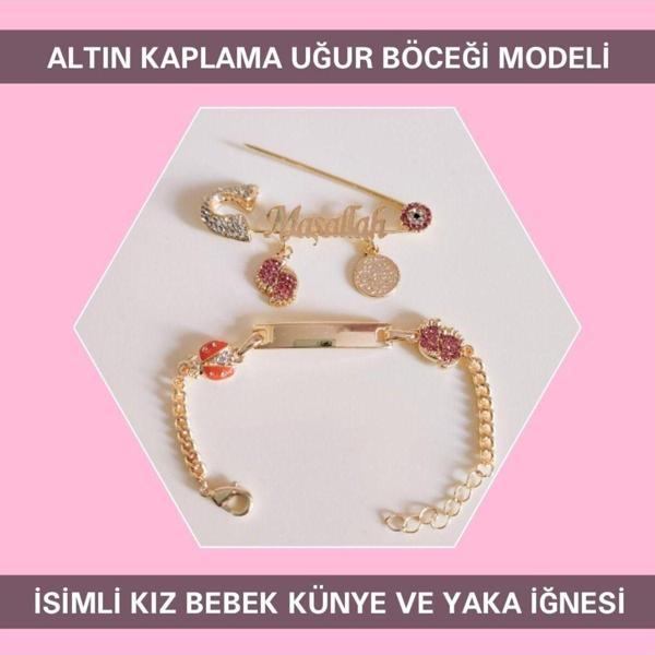 Sahi Aksesuar 14 Ayar Altın Kaplama Uğur Böceği Modeli İsimli Kız Bebek Künyesi Ibcb063 - Image 1