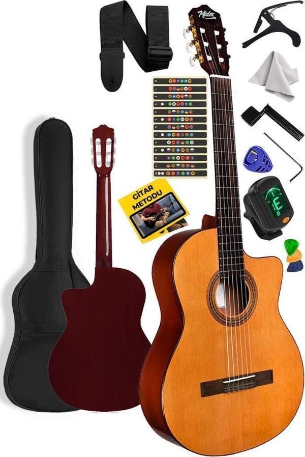 Midex CG-395YLX Klasik Gitar 4/4 Kesik Kasa Full Set (Çanta Askı Tuner Metod Pena) - Image 1