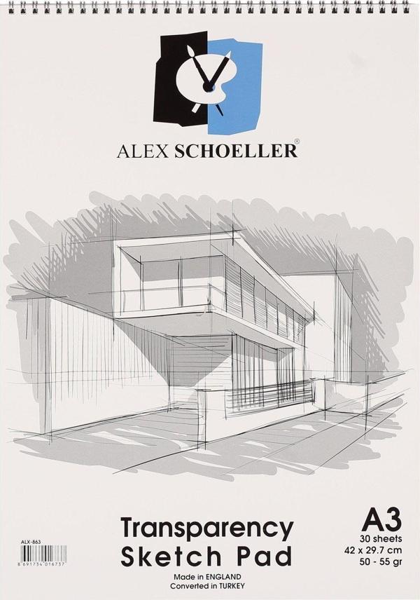 Alex Schoeller 863 A-3 Dikey Spiralli Eskiz Çizim Blok 50-55 Gr - Image 1