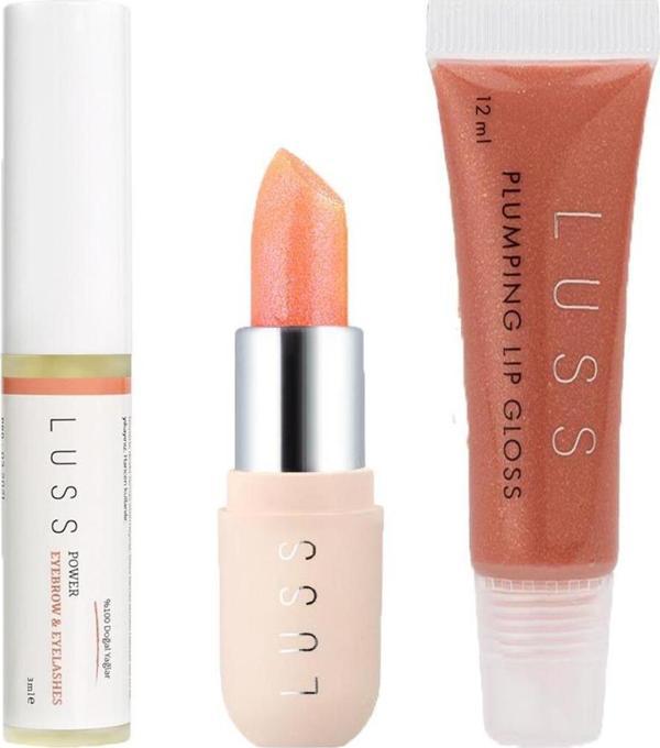 Luss Lip Gloss Dudak Parlatıcısı No7 Dudak Balm No2 Ve Kaş Ve Kirpik Besleyici Serum 3lü Set - Image 1