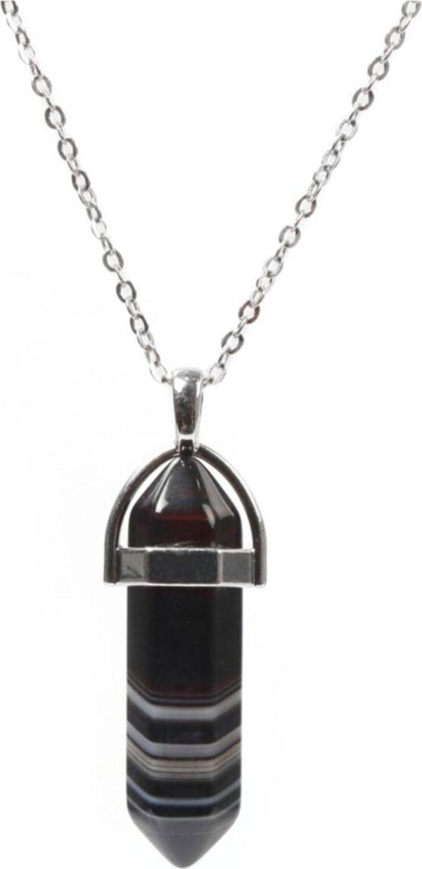 Sahi Aksesuar Çivi Modeli Doğal Siyah Akik Taşı Doğal Taş Kolye - Image 1