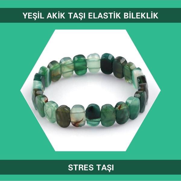 Sahi Aksesuar Stres Taşı Yeşil Akik Doğal Taşı Elastik Bileklik Db150 - Image 1