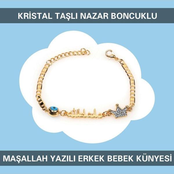 Sahi Aksesuar Nazar Boncuklu Arapça Maşallah Yazılı Erkek Bebek Bileklik Ibcb030 - Image 1