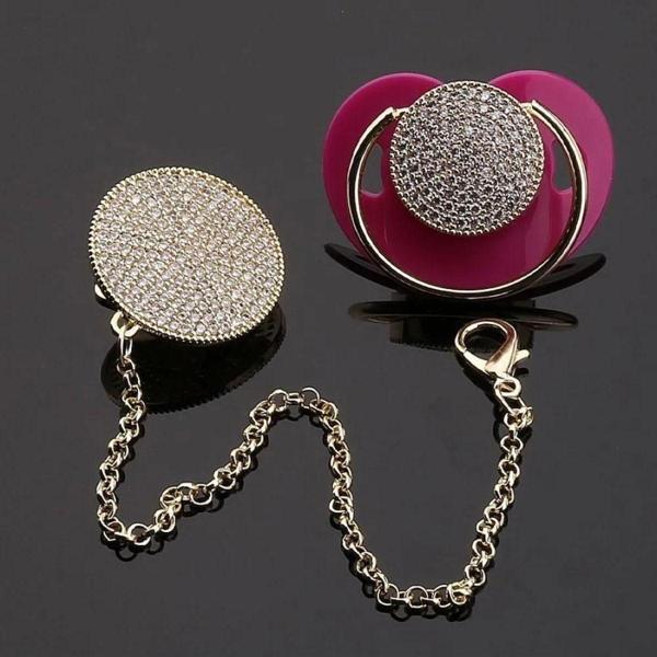 Sahi Aksesuar Zirkon Taşlı Altın Renk Kaplama Emzik Ve Zincir Seti - Image 1