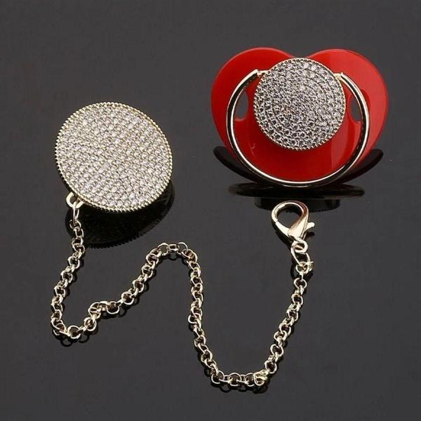 Sahi Aksesuar Zirkon Taşlı Altın Renk Kaplama Emzik Ve Zincir Seti - Image 1