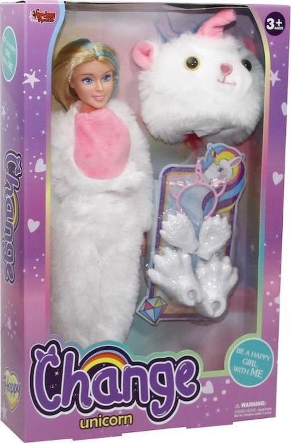 Vardem Change Oyuncak Beyaz Unicorn Aksesuarlı 30 Cm Bebek 66841 - Image 1