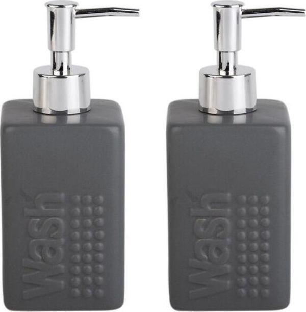 Bosphorus Banyo Seti Seramik Sıvı Sabunluk 2 Adet Koyu Bej Modern 7X7X17Cm 300Ml - Image 1