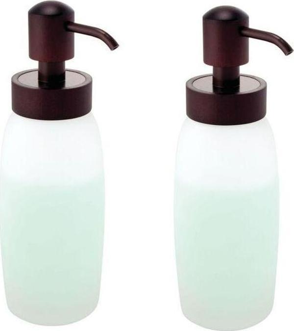 Bosphorus Banyo Seti Sıvı Sabunluk 2 Adet Cam Buz Desenli 6X6X20Cm 300Ml - Image 1