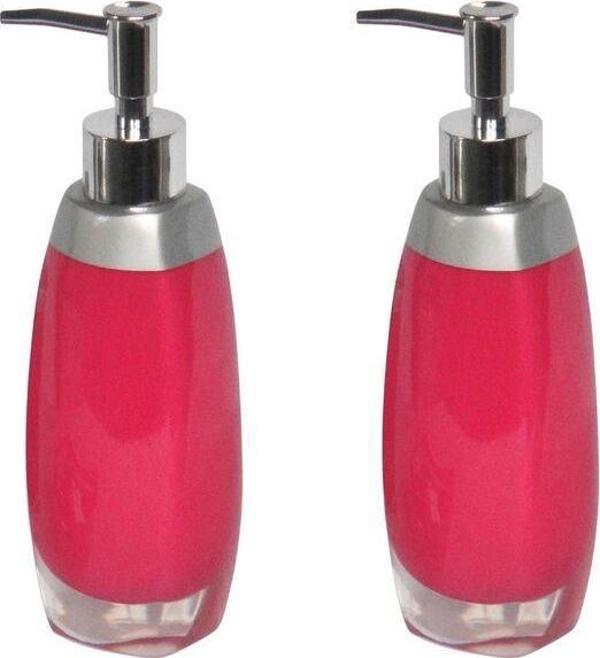 Bosphorus Banyo Seti Sıvı Sabunluk 2 Adet Gri Pembe Model Poliresin 6X5X22Cm - Image 1