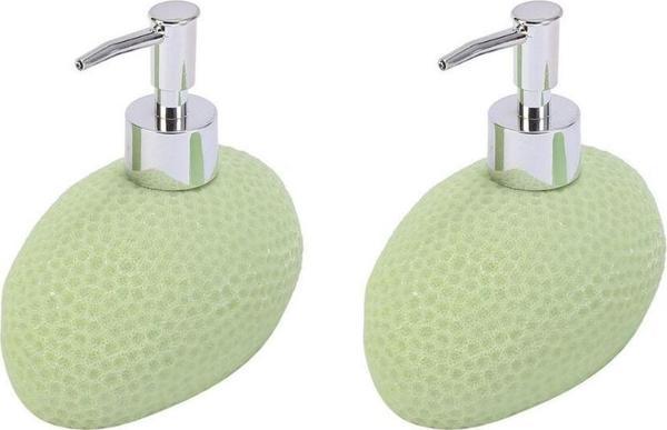 Bosphorus Banyo Seti Sıvı Sabunluk 2 Adet Yeşil Petek Desenli Poliresin 14X8X14Cm 400Ml - Image 1