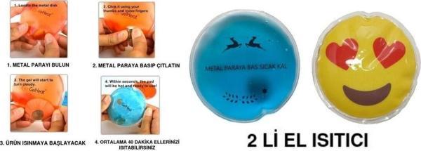 Bosphorus Kalp Emoji Mavi Ceylan Cep Sobası,El Isıtıcı,2 Adet Sıcak Su Torbası Pvc 9Cm - Image 1
