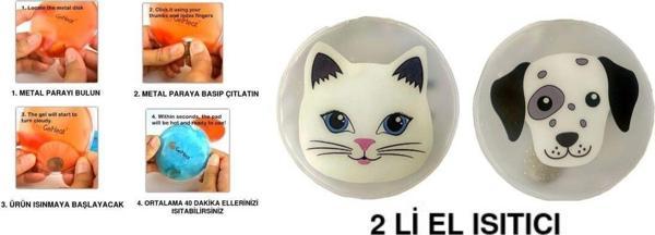 Bosphorus Kedi Ve Köpekli Cep Sobası,El Isıtıcı,2 Adet Sıcak Su Torbası Pvc 9Cm - Image 1