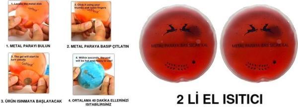 Bosphorus Kırmızı Ceylan Cep Sobası,El Isıtıcı,2 Adet Sıcak Su Torbası Pvc 9Cm - Image 1