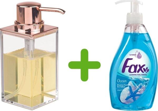 Bosphorus Modern Bakır Tasarımlı Sıvı Sabunluk Ve 1 Adet 400 Ml Sıvı Sabun Okyanus Kokulu - Image 1