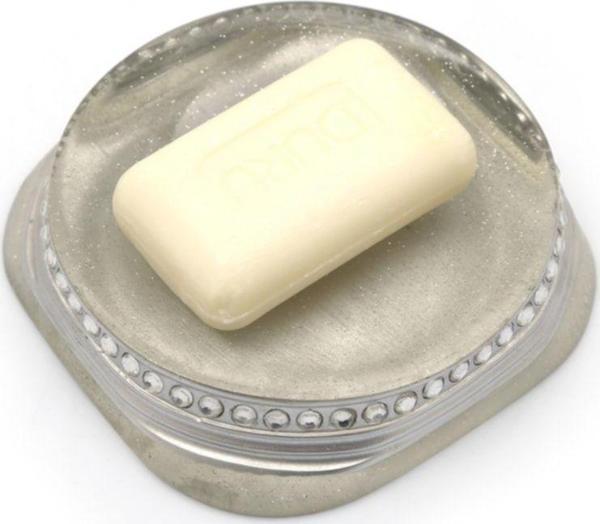 Bosphorus Sabunluk Kristal Taşlı Gümüş Poliresin 12X12X2Cm - Image 1