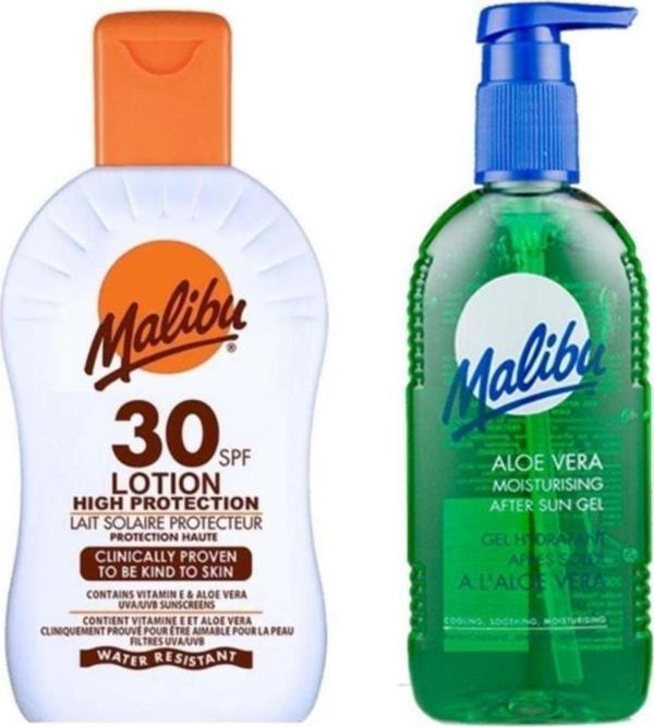 Malibu Güneş Koruyucu Losyon Spf30 200ml + Güneş Sonrası Jel 200ml 2li Set - Image 1