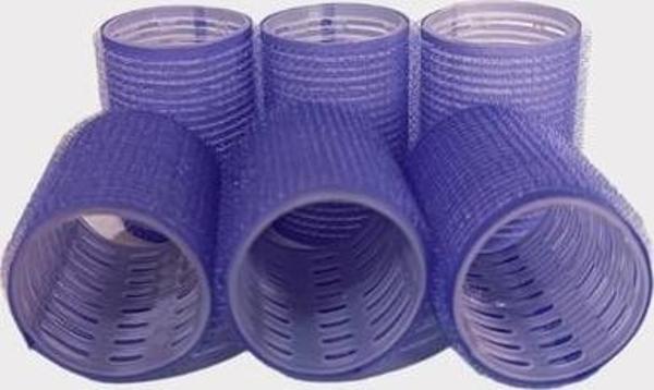 Croc 1215 Büyük Boy Bigudi 6lı Cırtlı - Yapışkanlı Saç Bigudisi Mor Çap: 4.5cm - Image 1