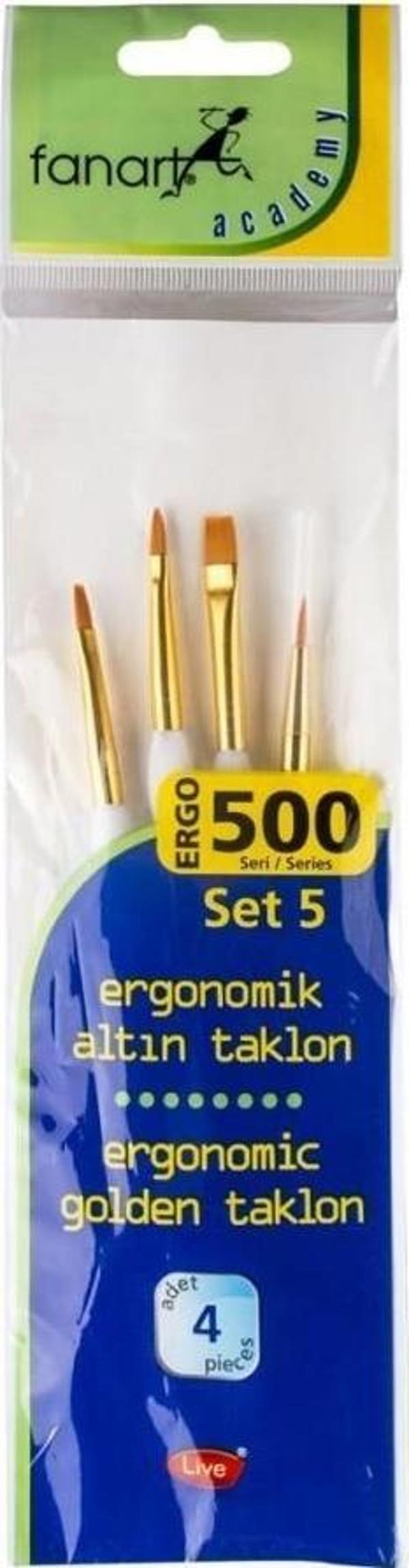 Fanart 500 Serisi Ergonomik Altın 4'lü Fırça Seti - Set 5 - Image 1