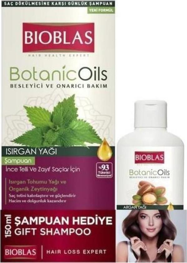 Bioblas Botanic Oils Isırgan Yağı Şampuan 360ML + Argan Yağlı Şampuan 150ML - Image 1